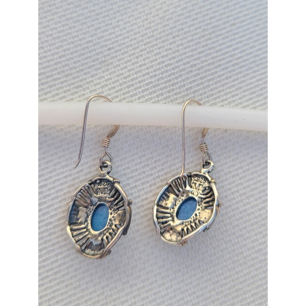 Monet Sterling Silver 925 Blue Lapis Dangle Drop Earings